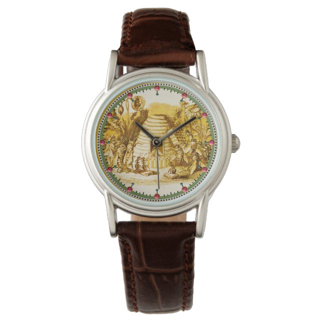 KONINGIN VAN DE HONING IN SKEP/BEEKEEPER HORLOGE (Voorkant)