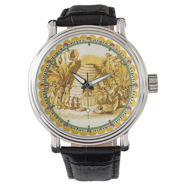 KONINGIN VAN DE HONING IN SKEP/BEEKEEPER HORLOGE (Voorkant)