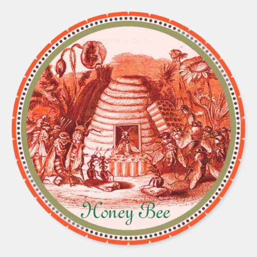 KONINGIN VAN DE HONING IN SKEP/BEEKEEPER RONDE STICKER (Voorkant)