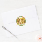 KONINGIN VAN DE HONING IN SKEP/BEEKEEPER RONDE STICKER (Envelop)