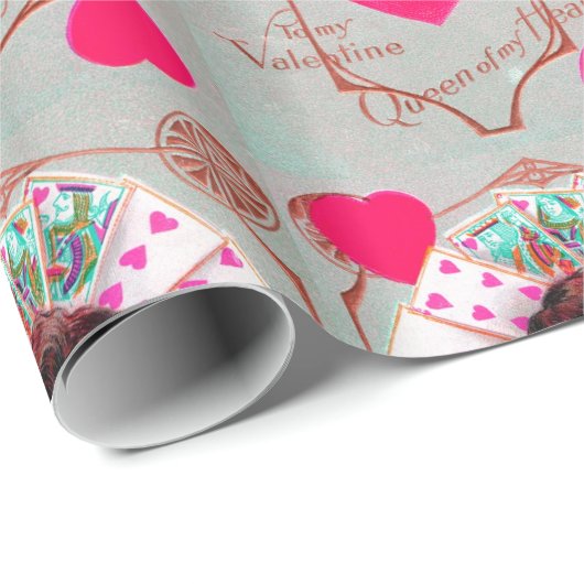 KONINGIN VAN DE HOORZITTEN, Roze Fuchsia Valentijn Cadeaupapier (Rol Hoek)