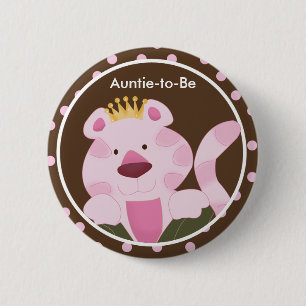 KONINGIN VAN DE JUNGLE Baby Shower Knop Ronde Button 5,7 Cm