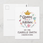 Koningin van de Keuken Aangepaste Naam Ontwerp Briefkaart (Voorkant / Achterkant)