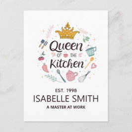 Koningin van de Keuken Aangepaste Naam Ontwerp Briefkaart