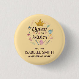 Koningin van de Keuken Aangepaste Naam Ontwerp Ronde Button 3,2 Cm