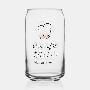 Koningin van de keuken chef koken voeg naam kroon  blikvorm glas
