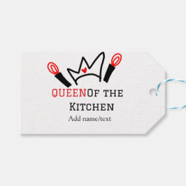 Koningin van de keuken chef koken voeg naam kroon cadeaulabel