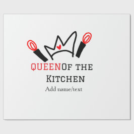 Koningin van de keuken chef koken voeg naam kroon cadeaupapier