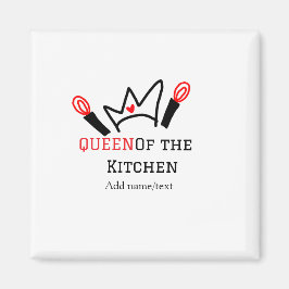 Koningin van de keuken chef koken voeg naam kroon magneet