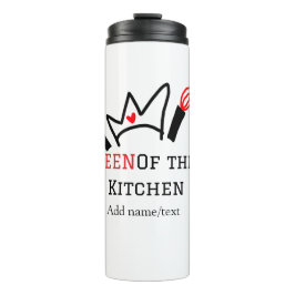 Koningin van de keuken chef koken voeg naam kroon thermosbeker