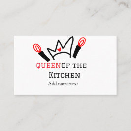 Koningin van de keuken chef koken voeg naam kroon visitekaartje