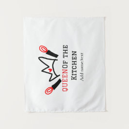 Koningin van de keuken chef koken voeg naam kroon wandkleed