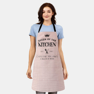 Koningin van de keuken Crown Foodie Mom Pink Plaid Schort