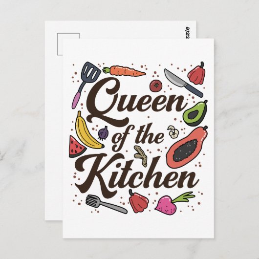 Koningin van de keuken die Lover Funny Chef koken Briefkaart (Voorkant / Achterkant)