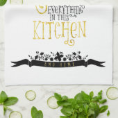 Koningin van de keuken | Goud en zwart Theedoek (Gevouwen)