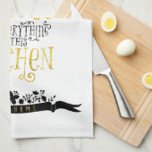 Koningin van de keuken | Goud en zwart Theedoek (Quarter Fold)