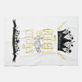 Koningin van de keuken | Goud en zwart Theedoek (Horizontaal)