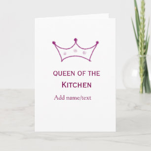 koningin van de keuken mauve kroon koken chef naam kaart