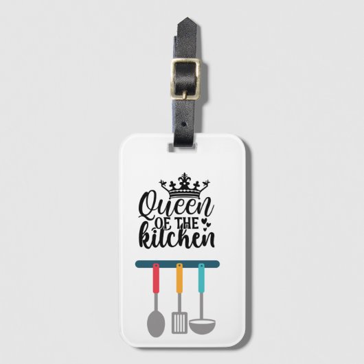Koningin van de keuken met kooklepel    bagagelabel (Voorkant (verticaal))