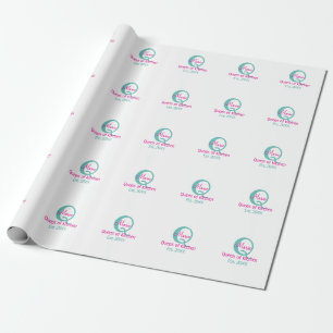 Koningin van de keuken monogram groen roze eenvoud cadeaupapier