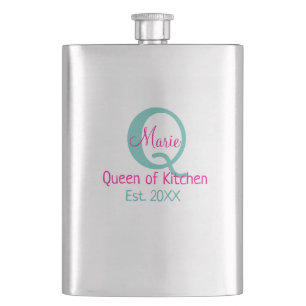Koningin van de keuken monogram groen roze eenvoud flacon