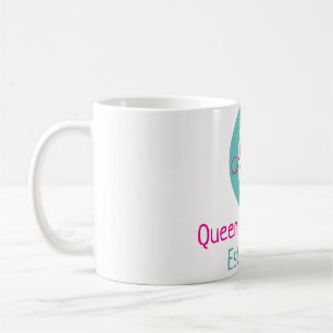 Koningin van de keuken monogram groen roze eenvoud koffiemok