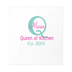 Koningin van de keuken monogram groen roze eenvoud notitieblok
