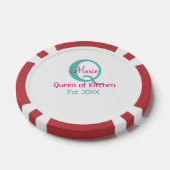 Koningin van de keuken monogram groen roze eenvoud poker chips (Enkel)