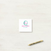 Koningin van de keuken monogram groen roze eenvoud post-it® notes (Op bureau)