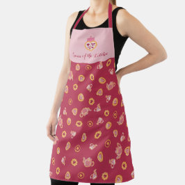 Koningin van de Keuken Tea Party Patroon Magenta Schort