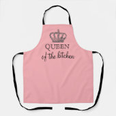 Koningin van de Keukenkruin Foodie Mam Pink Apron Schort (Voorkant)