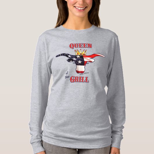 Koningin van de Koe van de Grill - Longhorn T-shirt (Voorkant)