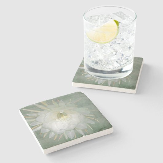 koningin van de nachtbloem - epifyllum oxypetalum stenen onderzetter (Zijkant)