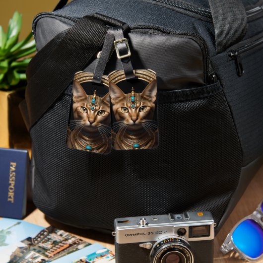 Koningin van de Nijl: Cleopatra de kat in hoofdtoo Bagagelabel (Voorkant /achterkant)