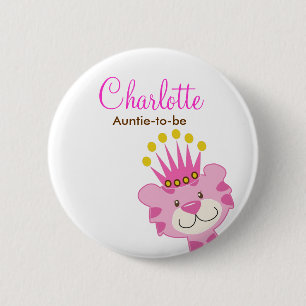 KONINGIN VAN DE OERWOUD BABY SHOWER NAAM TAG BUTTO RONDE BUTTON 5,7 CM