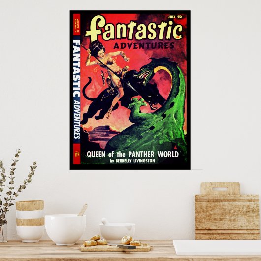 koningin van de panter wereld: Fantasy Pulp Poster (Keuken)