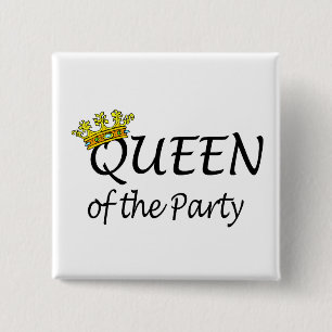 koningin van de partij vierkante button 5,1 cm