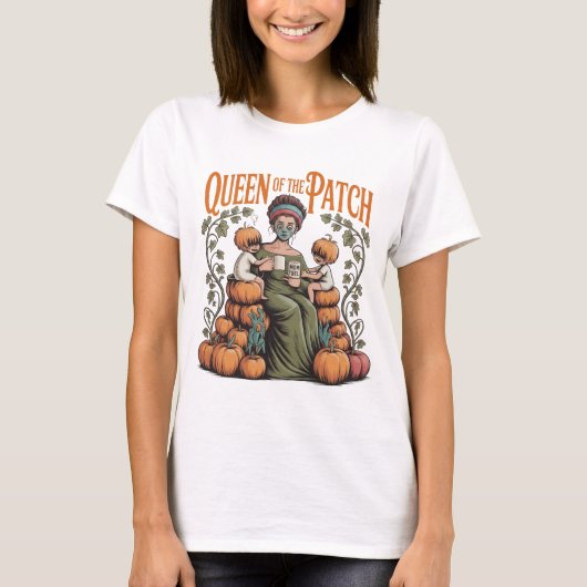 Koningin van de Patch Mom T-shirt Herfst Pompoen (Voorkant)