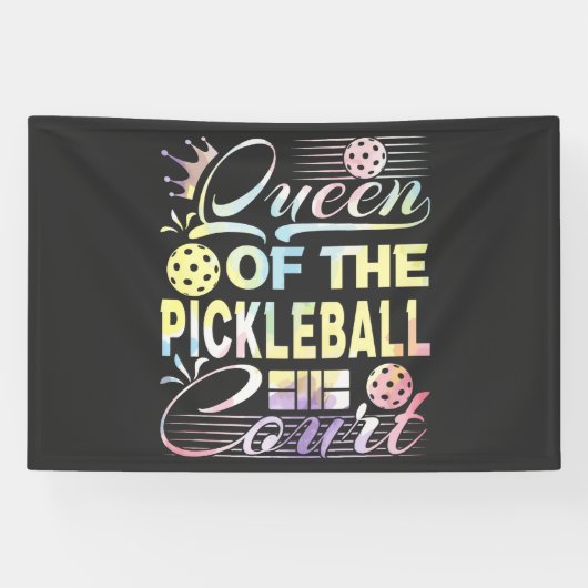 Koningin van de Pickelball Court - Kleurrijk Spandoek (Horizontaal)