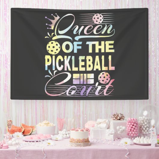 Koningin van de Pickelball Court - Kleurrijk Spandoek (Feest)