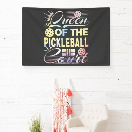 Koningin van de Pickelball Court - Kleurrijk Spandoek (Insitu)