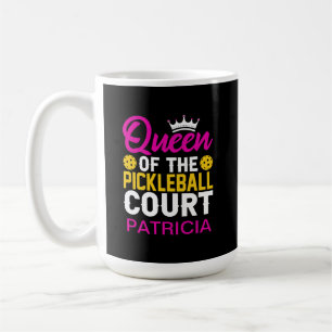 Koningin van de Pickleball Court Fun Monogram Naam Koffiemok