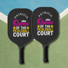 Koningin van de Pickleball Court Fun Monogram Naam Paddle