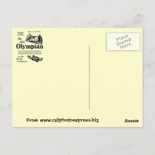 Koningin van de rails - New Olympian 1929 Briefkaart (Achterkant)