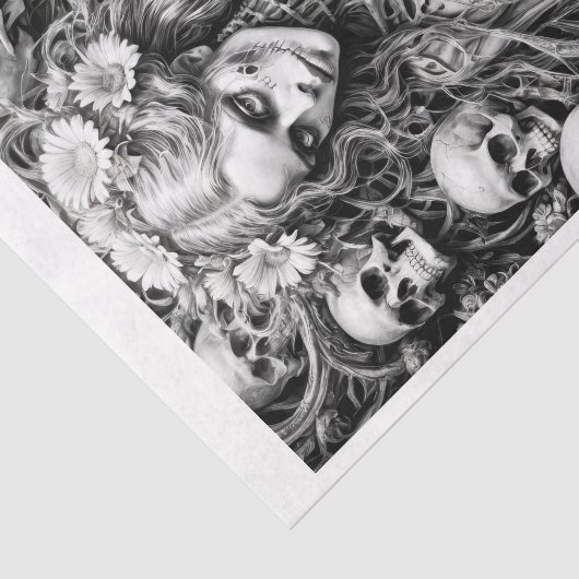 Koningin van de schedel tissuepapier (Detail)