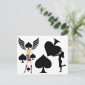 Koningin van de Spades Holding Black Ace Briefkaart (Staand voorkant)