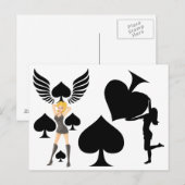 Koningin van de Spades Holding Black Ace Briefkaart (Voorkant / Achterkant)