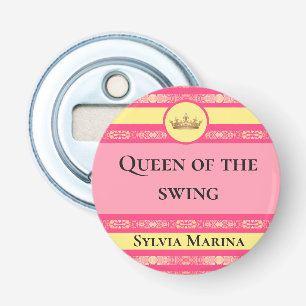 Koningin van de Swing Roze Button Flesopener