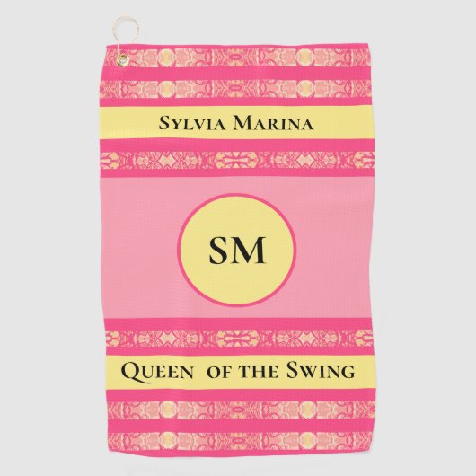 Koningin van de Swing Roze Golfhanddoek (Voorkant)