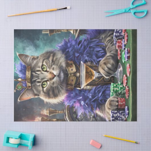 Koningin van de tafel, Kat speelkaarten Tissuepapier (Craft)